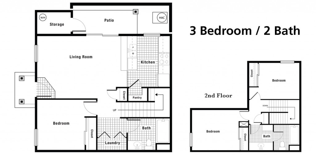 3 Bedroom / 2 Bath Floorplan